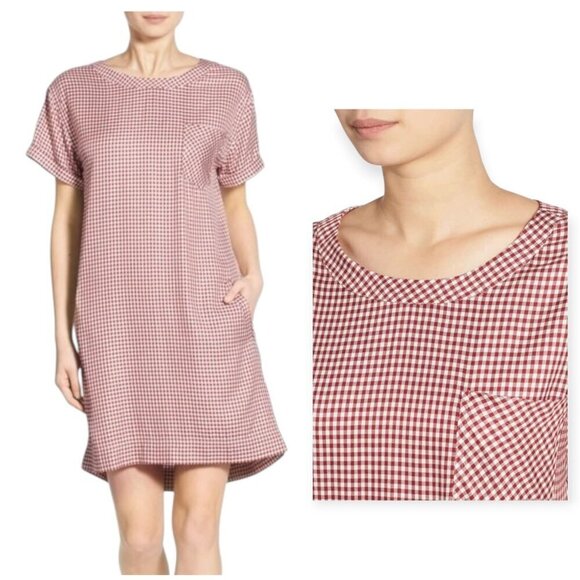 Madewell Filmscore Gingham Short Sleeve Dress, Size XXS, Red - Picture 1 of 14